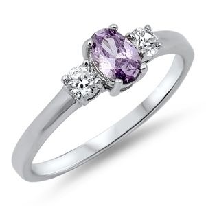 Sterling silver Amethyst CZ Ring with Clear CZs